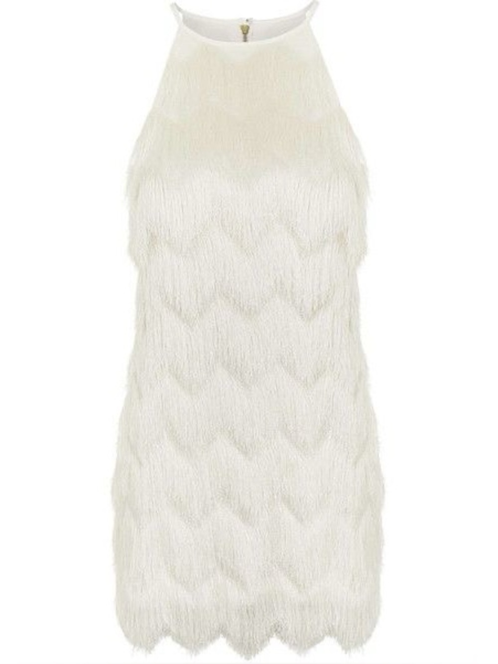 Fringe Slip Dress in Ivory by